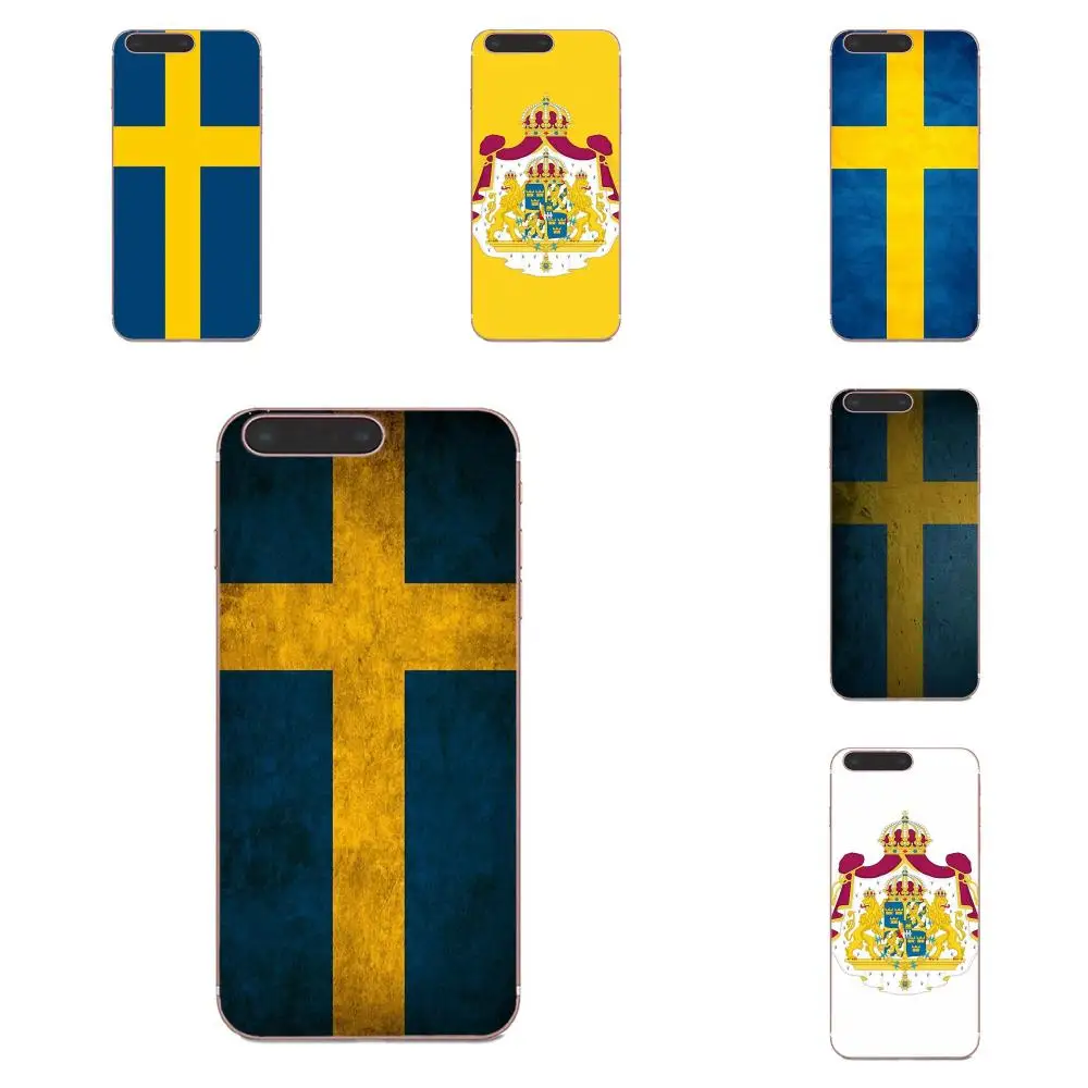 

For Samsung Galaxy Note 5 8 9 S3 S4 S5 S6 S7 S8 S9 S10 mini Edge Plus Lite Diy Colorful Printing TPU Sweden National Flag Emblem