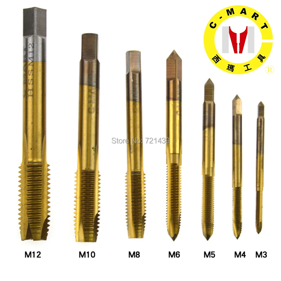 Buy 10pc HSS Titanium Machine Hand Tap Tapping Screw