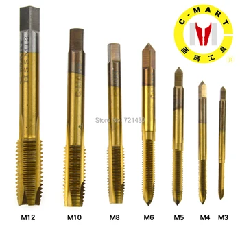 

10pc HSS Titanium Machine Hand Tap Tapping Screw Thread Metric Plug Taps 3 4 5 6 8 10 12mm M3-M12 set Hand Grinding Carving Tool