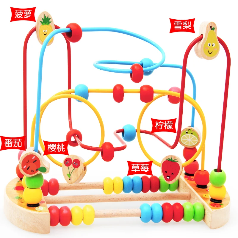 Kidus Wooden Math Toy Counting Circles Bead Abacus Wire Maze Roller Coaster Montessori Educational for Children