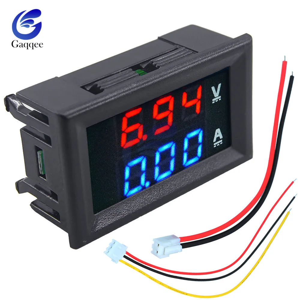 

DC 100V 10A Mini Digital Voltmeter Ammeter Panel Amp Volt Voltage Current Meter Tester 0.56" Blue Red Dual LED Display W/ Cable