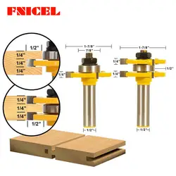2Bit 1/2 "хвостовик соответствует язык и барабанный фрезерный станок набор Древесины Измельчители нож для настила