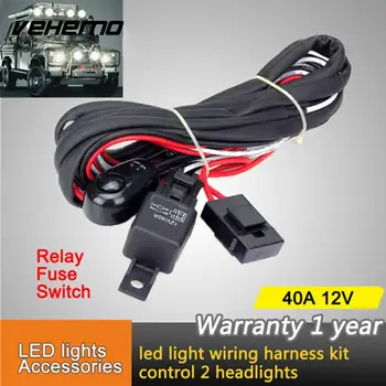 

Vehemo Connecting 2 LED 12V 40A Wiring Harness Kit Line Set Fog Light Headlight Wiring Fuse Relay LED Work Driving Light