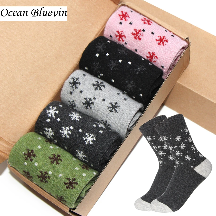 

Rabbit Wool Women Warm Socks Spring Autumn Winter Quality Comfortable Female Lovely Sweet Small Snowflake Dots Prints Meias Sock