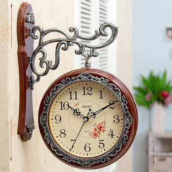 

Large Decorative Home Decor Wall Clocks Quartz Nordic Diy Home Kitchen Wall Clock Vintage Double sided Wall Clock Luxury QKP400