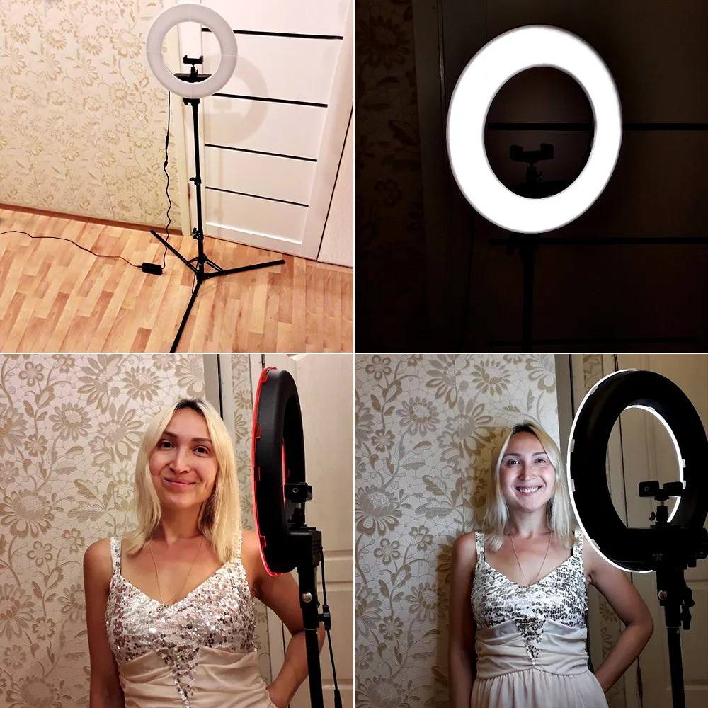  TRAVOR RL-12 196 LED 45W LED Ring Light Dimmable Ringlight 3200K 5500K Photography Ring Light Lamp  - 32827694307
