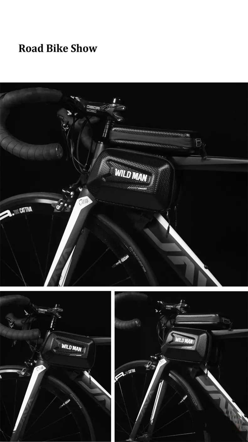 Flash Deal WILD MAN Bike Frame Bag TPU Touch Screen Bicycle Top Tube Bag Shell Shape Waterproof for Storage Phone/Tools/Flashlight/Gloves 9