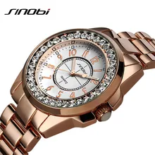 Marca Sinobi Mujeres de La Manera Señoras de Los Relojes de Oro Rosa Reloj de Diamantes Relojes Mujer Relojes Vestido Reloj Mujer Relogio Feminino de luxo