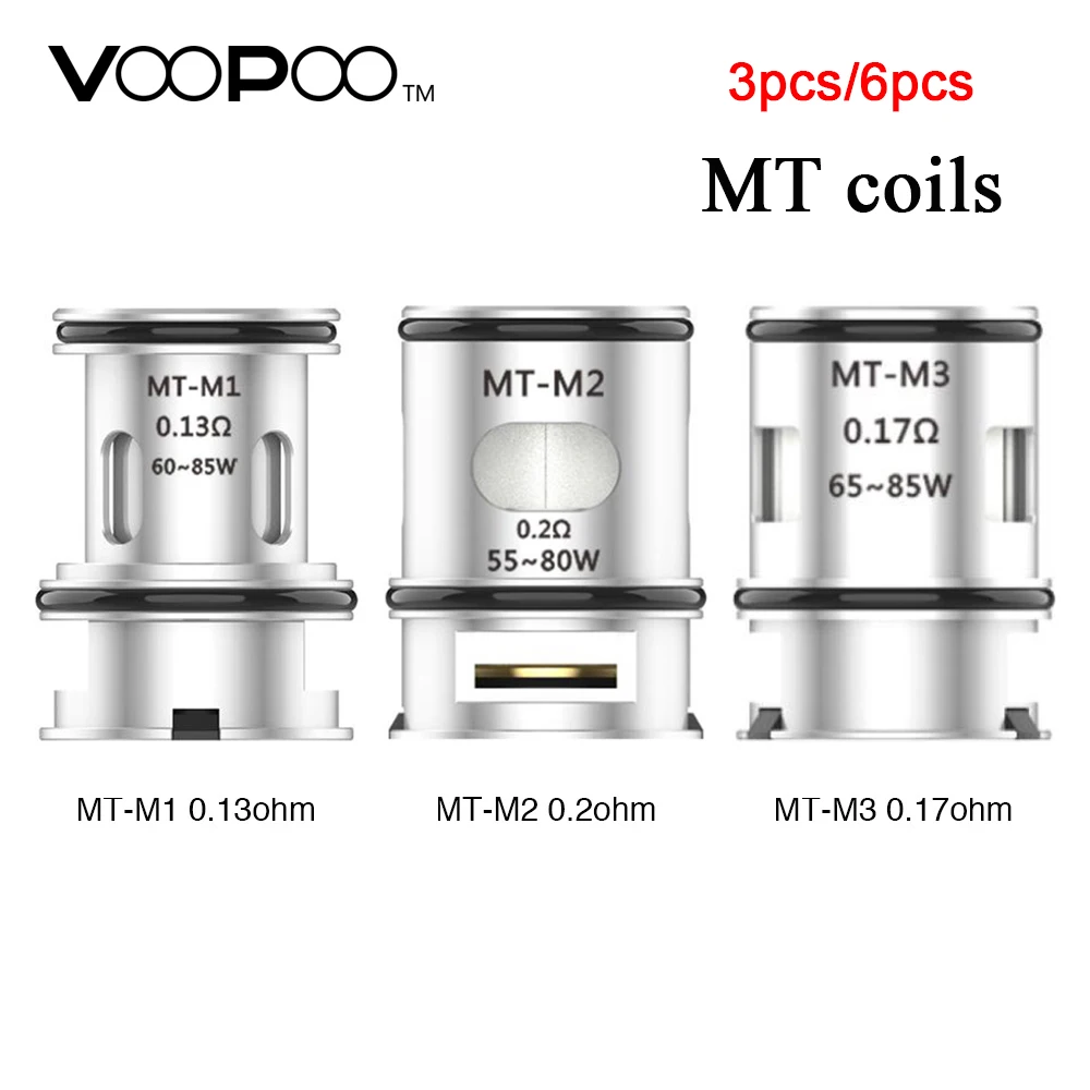 3, 6 штук в партии, оригинальные VOOPOO MT сменная катушка MT-M1 0.13ohm один/MT-M2 0.2ohm Dual/MT-M3 0.17ohm тройной металлическая сетка для Maat бак