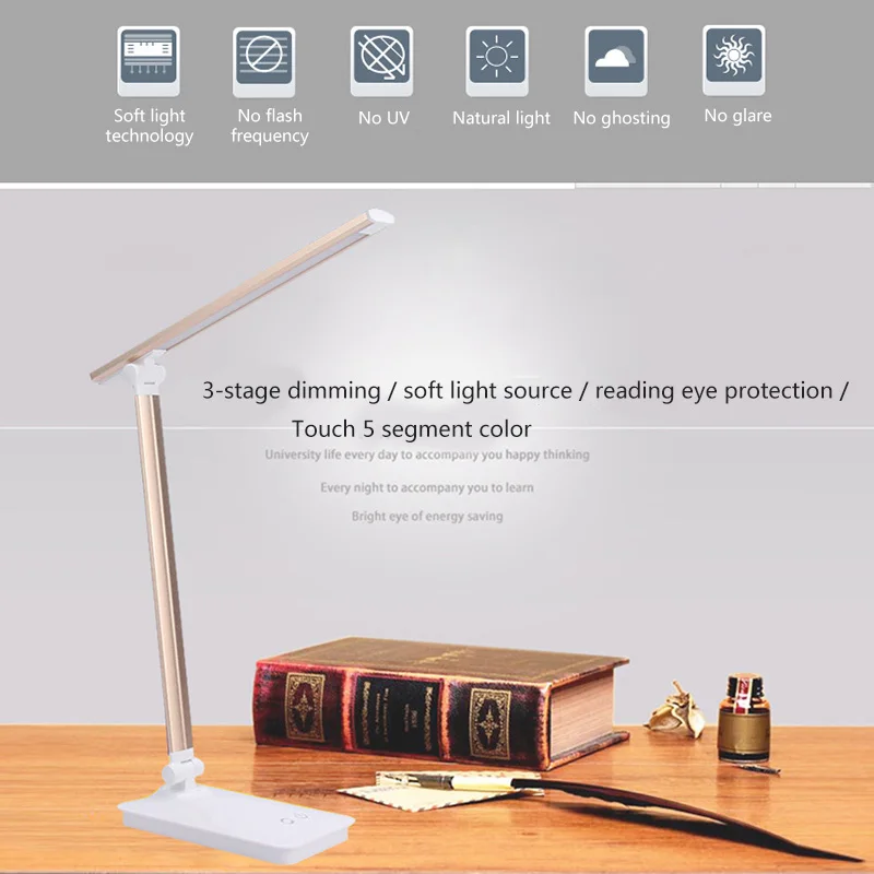 

LED Desk Lamp Eye-caring Table Lamps Dimmable Office Lamp with USB Charging Port 5 Lighting Modes JA55