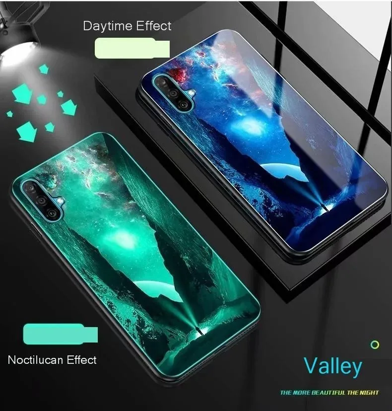 

Luminous Case For Huawei P30 P20 Honor 20 Pro V20 Mate 10 20X View 8X MAX nova 5 Slim Hard Bumper tempered glass Cover Soft Edge