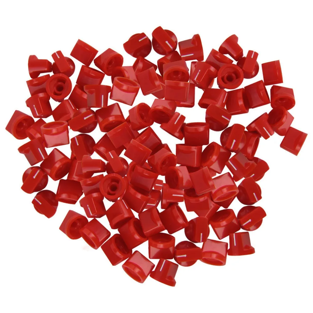 100pcs/lot Red Flat Flush Plastic Guitar Bass Amp Knobsin Guitar Parts