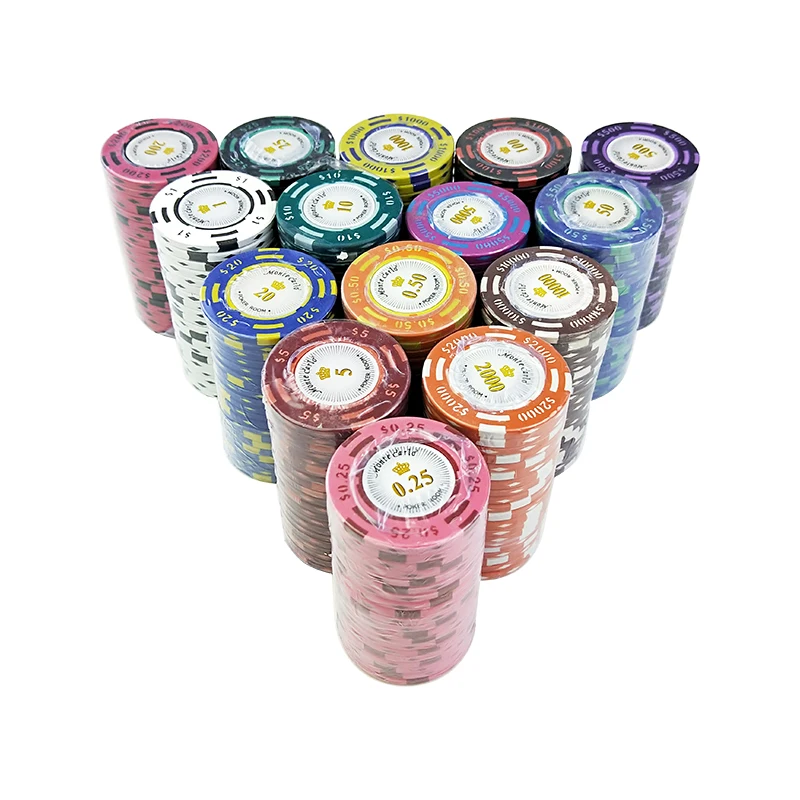 20PCS/Lot Poker Chips 14g US Dollar Sticky Clay Coin Baccarat Mahjong Texas Hold'em Poker set For Game Chips Color Crown Yernea