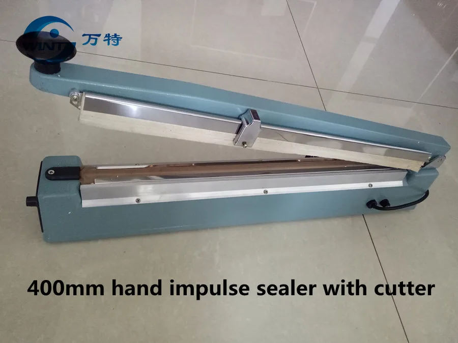 US $64.68 KS400MM Hand Impulse Sealer With Cutter Handheld Heat Impulse Sealer Manual Sealing Machine Aluminum body For Plastic Bags