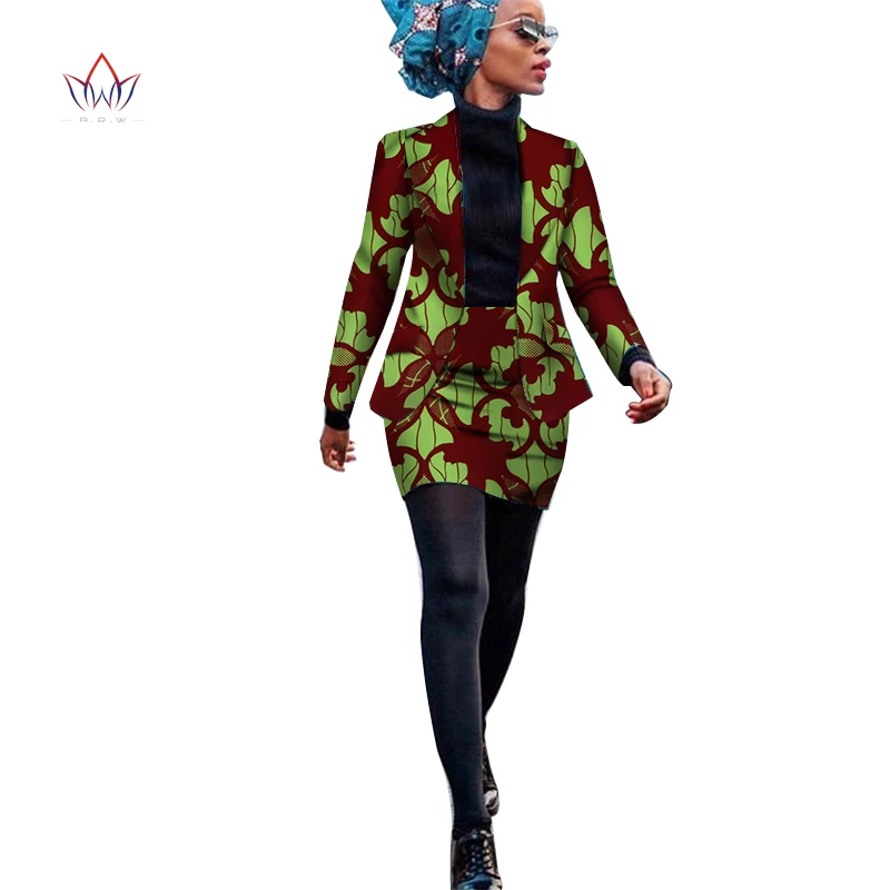 Африканский стиль, женская одежда в африканском стиле, комплект из двух предметов, платье, костюм для женщин, топ, куртка и юбка, Bazin Riche, одежда WY3929