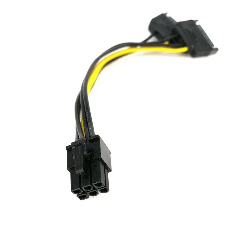 Кабель питания для видеокарты 20 см двойной SATA 15 контактов штекер M PCI e 6 разъем F