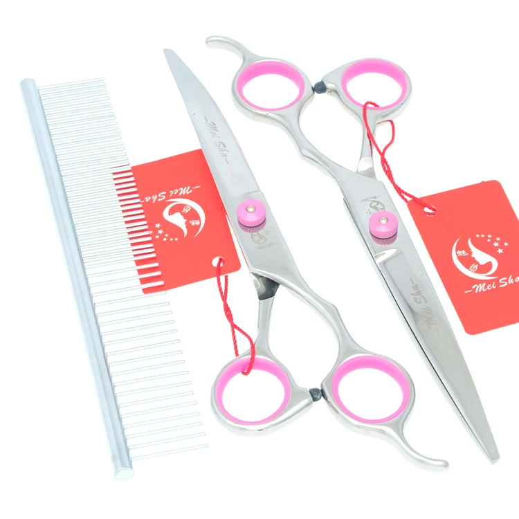 

7.0Inch Meisha Grooming Scissors for Pets Straight &Down Curved Head Cutting Scissors with Comb JP440C Dog Trimming Shear HB0035
