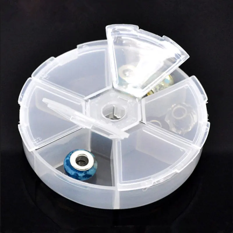 

Round Transparent Plastic Carrying Case Storage Box Charms Jewelry Beads Display Container 8x8x2cm