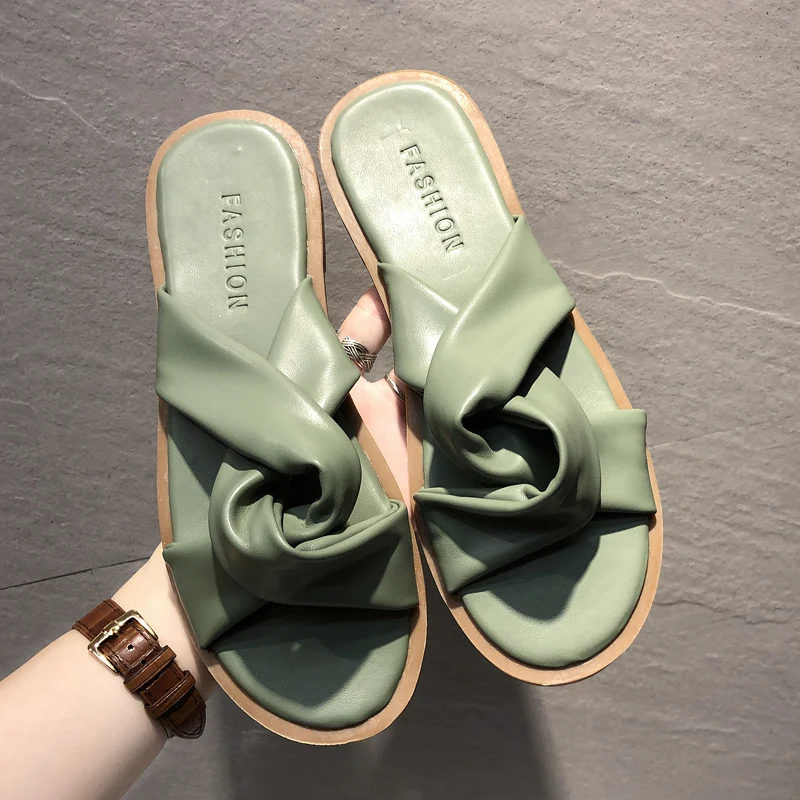 

Sandals Low Slippers Female New 2019 Rubber Flat Babouche Male Beach Leather Summer Ladies Modis Slides Slates Tongs Flavors