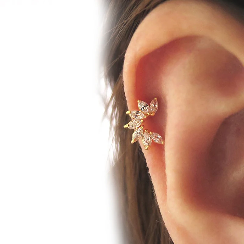 

Crystal Flower Cz Marquise Cartilage Earring Helix Piercing Jewelry Tragus Rook Conch Earlobe Screw Back Stud Earring