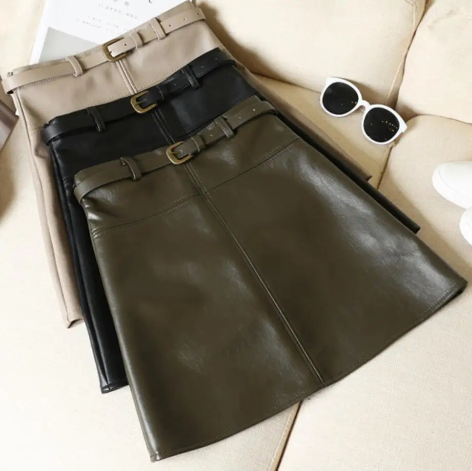 

Sexy Short Skirt Women High waist PU Leather Pencil Mini Skirt Ladies Vintage Retro Office Casual a-line Skirts
