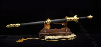 

39.5' DAMASCU FOLDING STEEL BLADE HAND MADE BLACK WOOD SAYA CHINESE SWORD