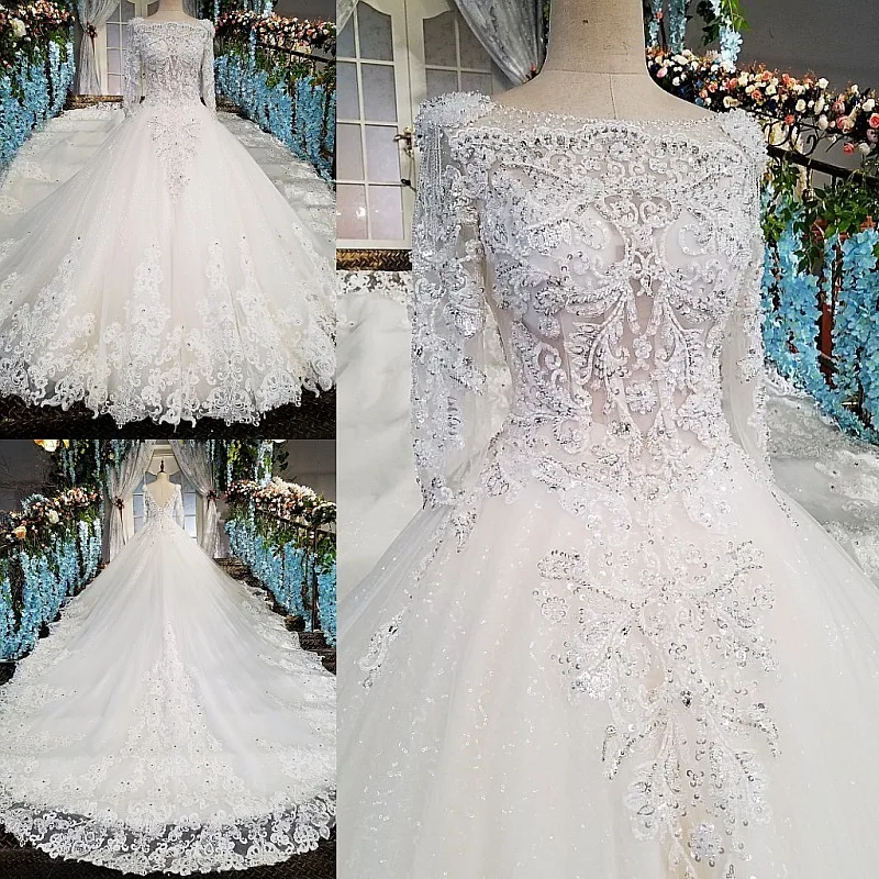 2018 Vestido De Noiva новые жемчужные расшитые блестками Элитные Свадебные платья без