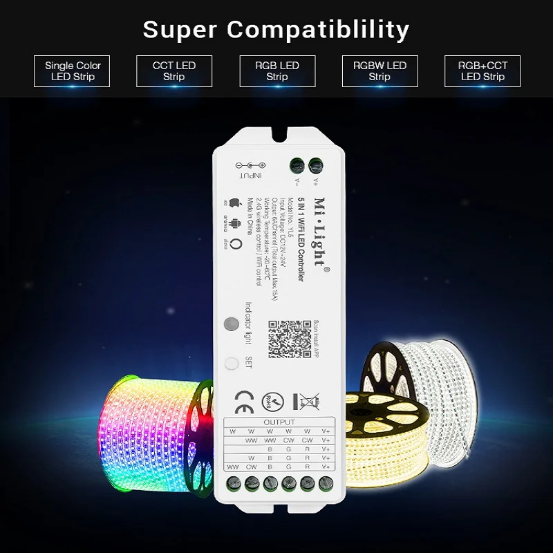 Milight WI-FI YL5 светодиодный Управление; для RGB/RGBW/CCT одноцветный светодиодный лента для светодиодной ленты Amazon Alexa Голосовое управление с помощью приложения на телефоне дистанционного Управление