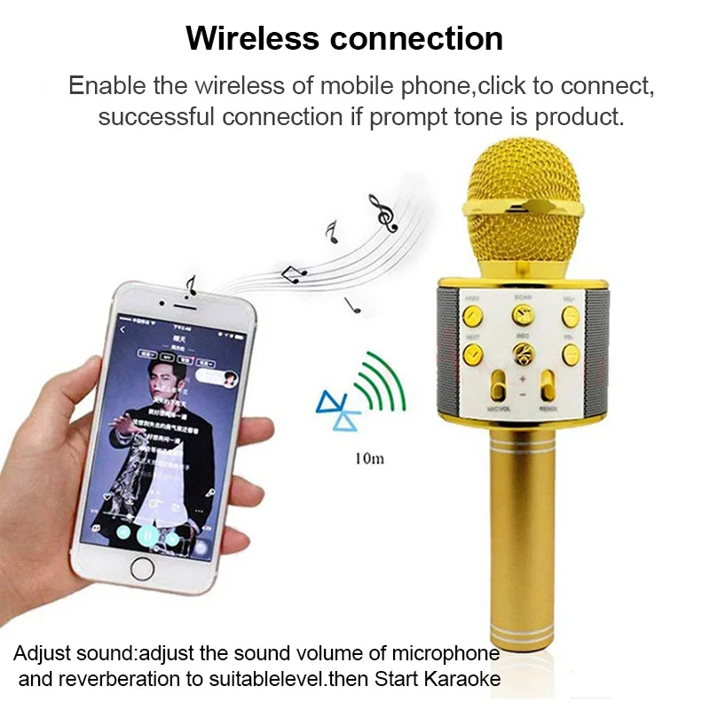 WS858 караоке Bluetooth динамик беспроводной микрофон высокого класса Радио Студия
