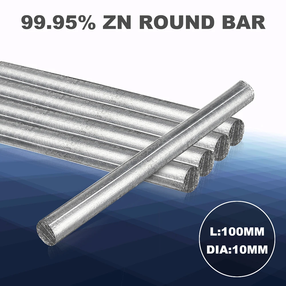 

1pc Pure Zn Rods 99.95% High Purity Zinc Solid Round Bar 0.4"*4" Durable Accessories for Anode Electroplating Zinc Plating