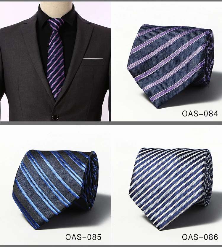 Продавец фабрики 8 см для мужчин Классический галстук 100% шелк жаккард сплошной цвет в горошек Галстуки человек Жених Бизнес