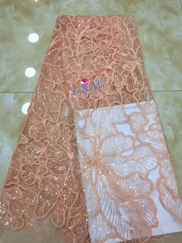 

JOY-42042 embroidered Mesh Tulle fabric Factory price sequins Nigerian lace fabrics