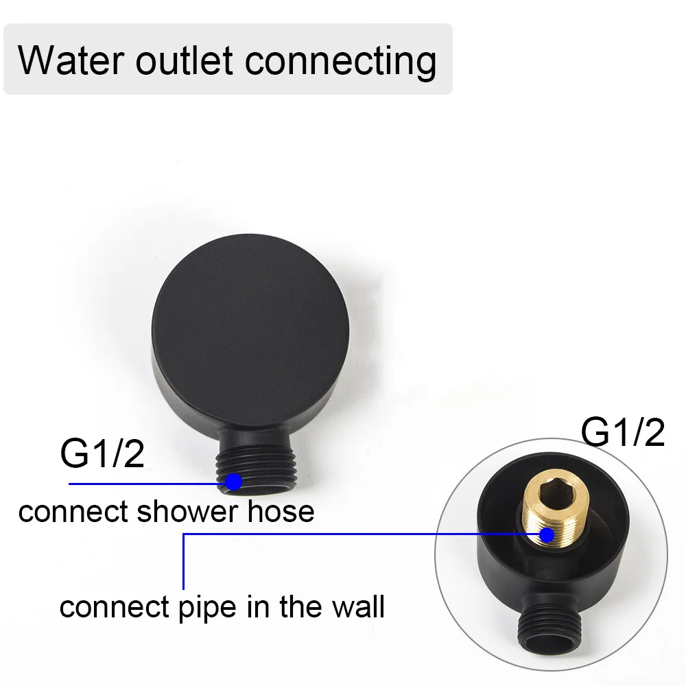 Черный один способ Ванная комната для ванной набор для душа настенный латунный смеситель клапан кран с ручной насадки и 1,5 м шланг
