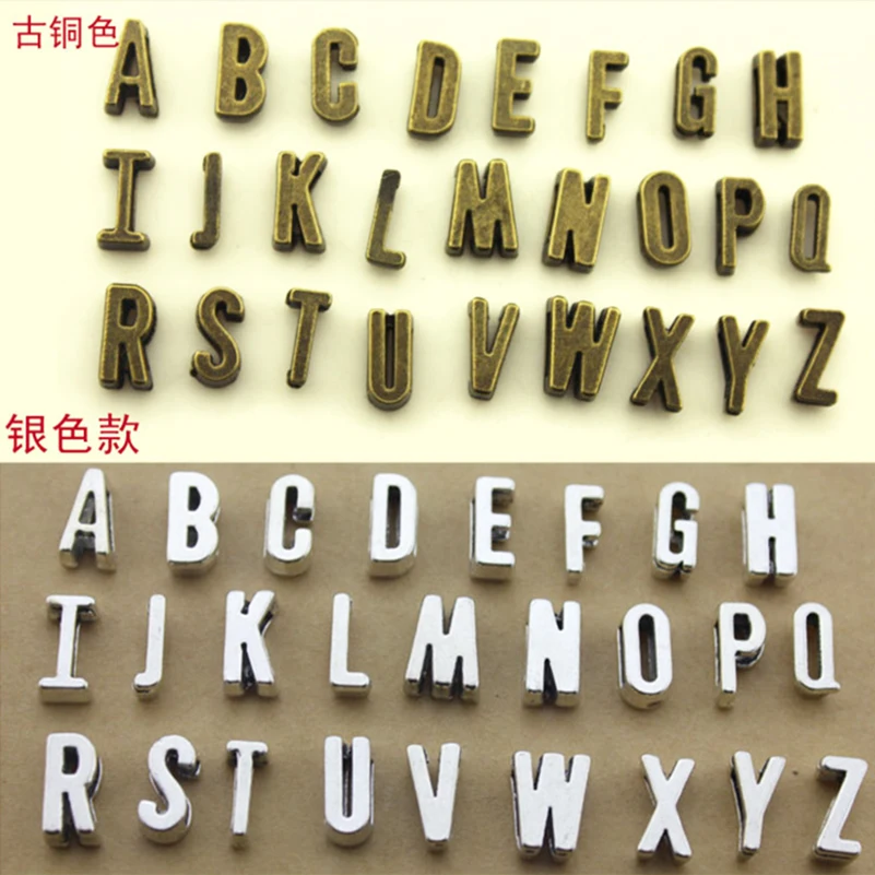 

Vintage 26pcs/lot Metal Big Hole Letter Alphabet Charms Beads Handmade DIY for Bracelet Neacklace Clips Jewelry Making Findings