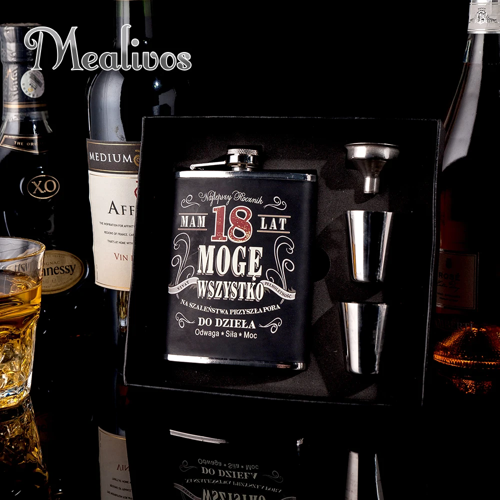 Mealivos 8 oz 304 плоская фляжка из нержавеющей стали Подарочная коробка