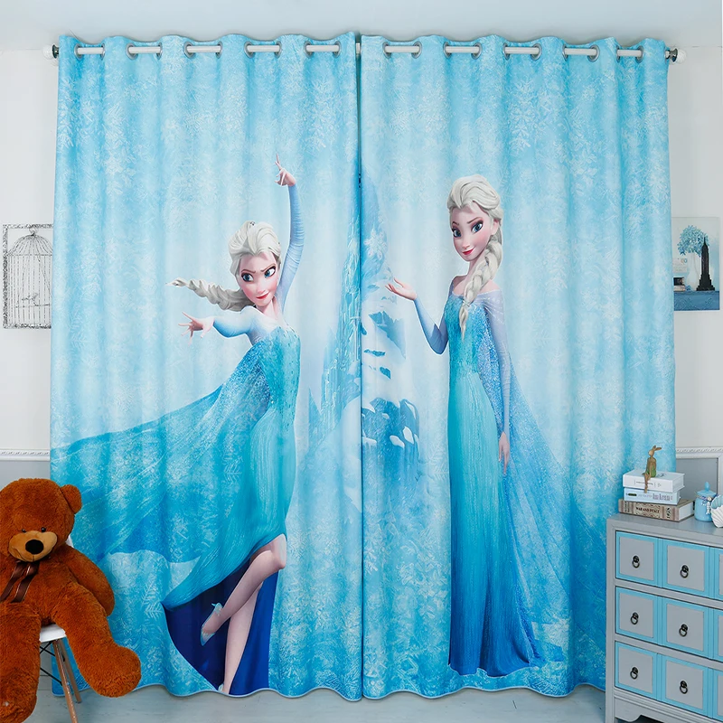 

Custom Made 2x Grommet Window Drapery Curtain Nursery Kid Children Room Window Dressing Tulle 200x260cm Cartoon Princess Blue