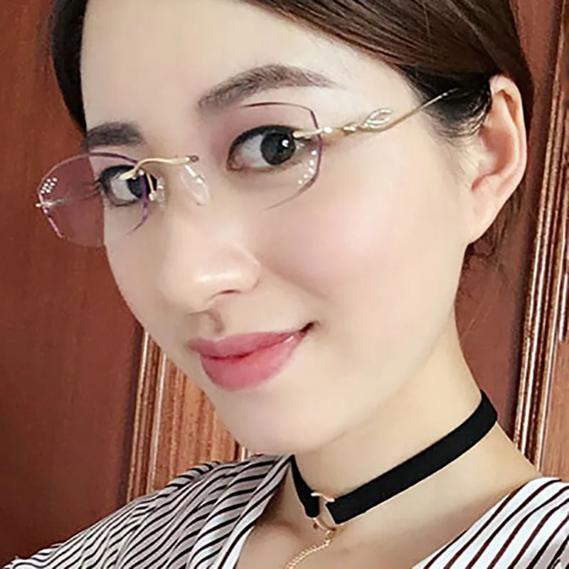 Strass Weibliche Frauen Qianj Presbyopie Purpurrot Kurzsichtige Für Rahmen Elegante Brillen Computer Spektakel 5wwZqO8B