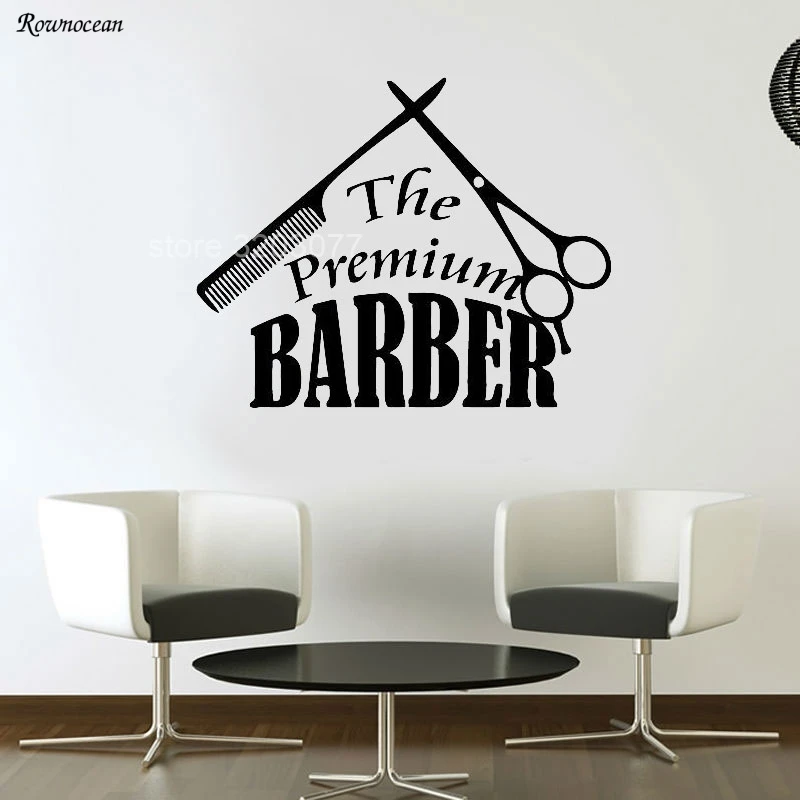 The Premium Barber Shop Scissors Comb Wall Decal Vinyl Sticker Mural