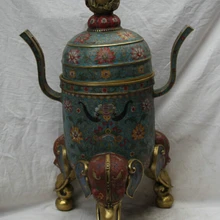 USPS в США S2573 2" Клеймо Китайский Бронзовый Gild Перегородчатые слон Дракон Курильница Курильница