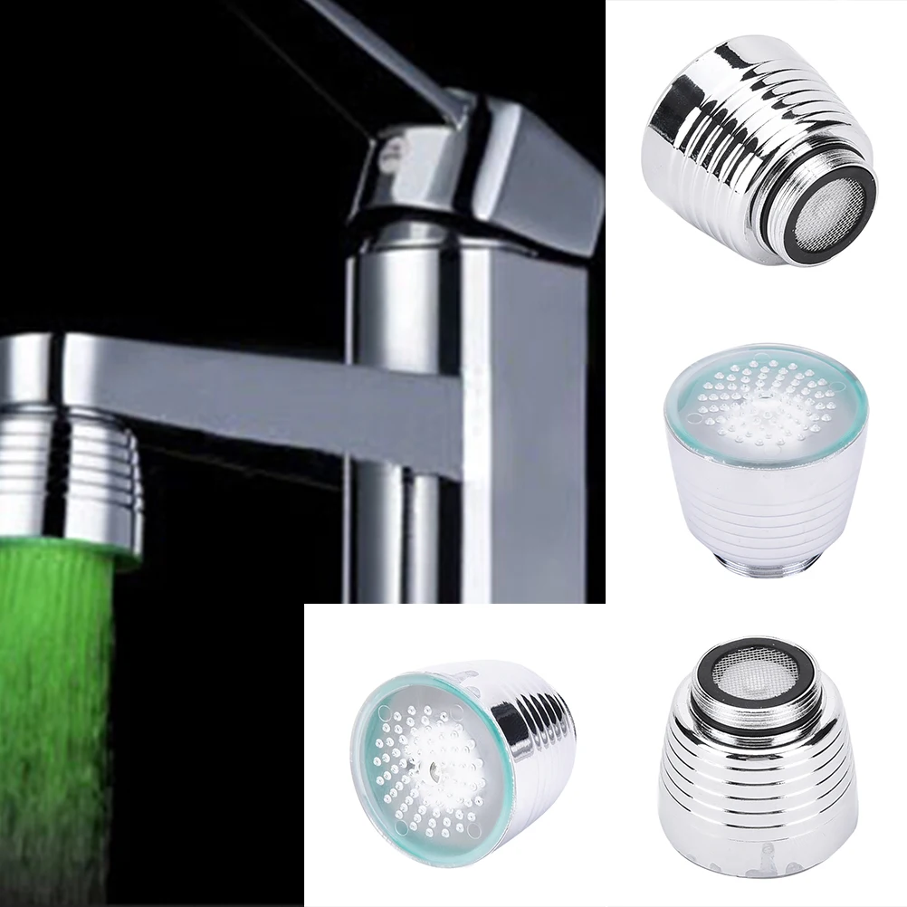 Kitchen//bathroom Shower Rgb Water Faucet Temperature Sensor Tap Led Light