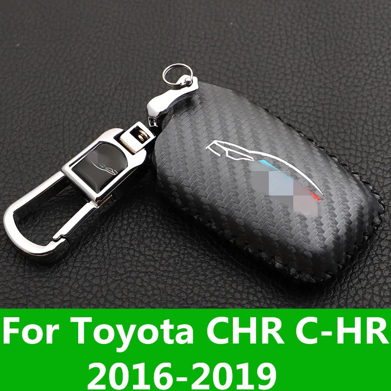 

car remote control key protector key button shell Key bag modified special leather Accessories For Toyota CHR C-HR 2016-2019