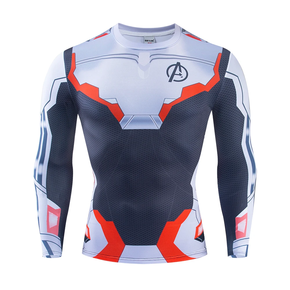 

2019 Men's Bodybuilding Avengers Endgame 4 Quantum Realm 3D Printed T-shirts Men Compression long Sleeve T shirts TOP tees