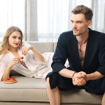 

womens bathrobe pajamas set sleepwear 2019 Autumn Winter plus size nightwear sexy Home household robe Cotton Waffler white