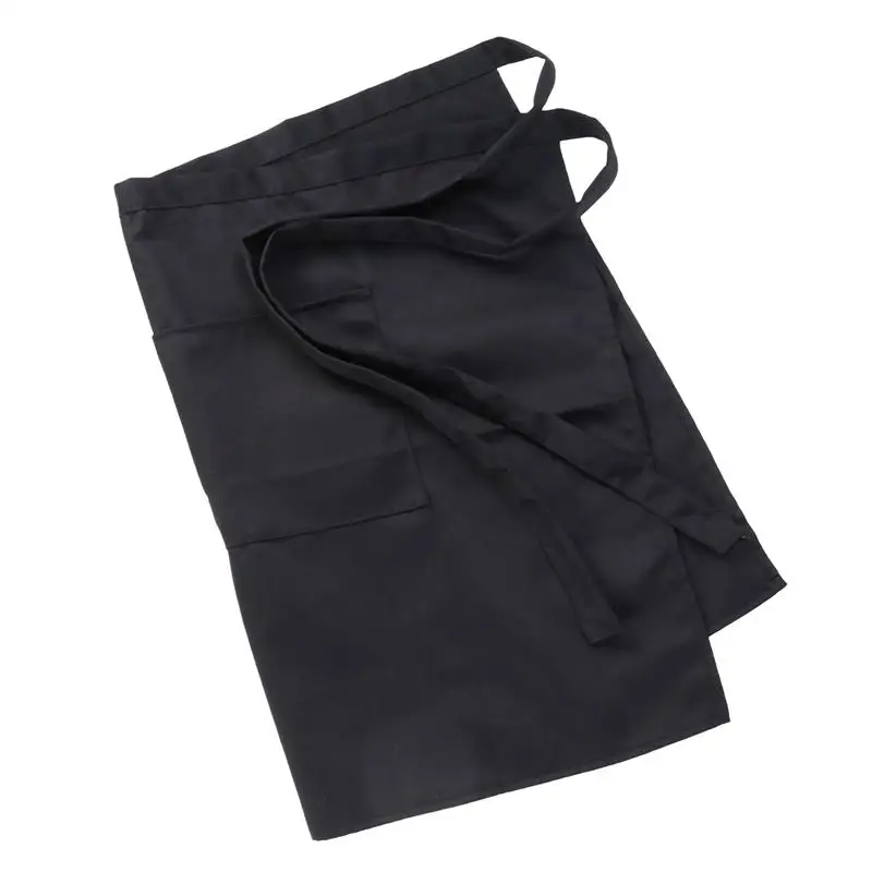 70x50cm Universal Unisex Women Men Kitchen Cooking Waist Apron Short Apron Waiter Apron With Double Pockets