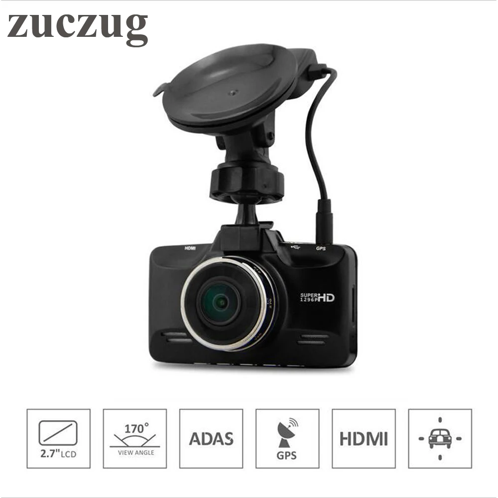 

ZUCZUG Ambarella A7 GPS Car DVR Camera 2.7 Inch FHD Dash Camera 1296P 30fps Dashcam 178" 5.0MP GPS HDR F1.8 H.264 G-Sensor