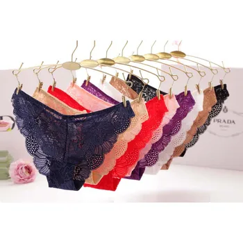 

Hot Sale Sexy Women Lace Flowers Low Waist Underwear Panties G-string Lingerie Thongs Bragas Traceless Crotch Briefs Seamless 15