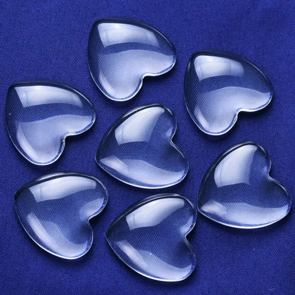 

100pcs per package 25 MM Heart Flat Back Clear Crystal Glass Cabochon-C1497