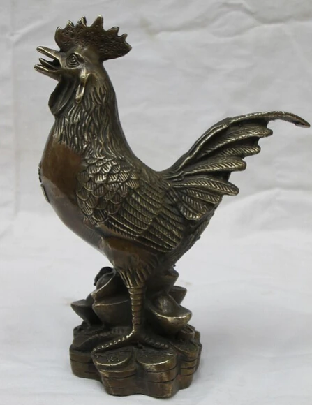 

Collectible bronze S2220 7" China chinese Bronze carved money wealth poultry Statue luckly FO Chick B0403