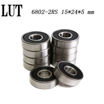 

50PCS High quality ABEC-5 6802 2RS 6802RS 6802-2RS 6802 RS 15x24x5 mm Thin Wall double Rubber seal Deep Groove Ball Bearing