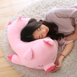 Большой новый плюшевый розовый поросенок Подушка-игрушка мягкие Спящая свинья подушку подарок около 80 см